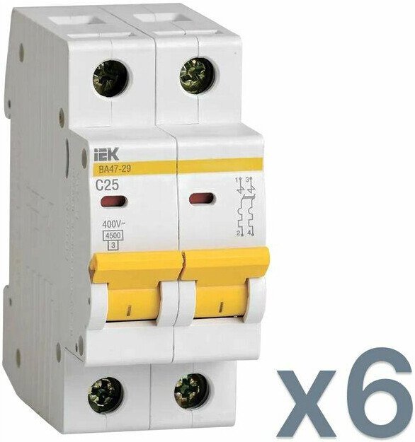 

Выключатель автоматический IEK ВА 47-29 2Р 25А 4.5кА С
