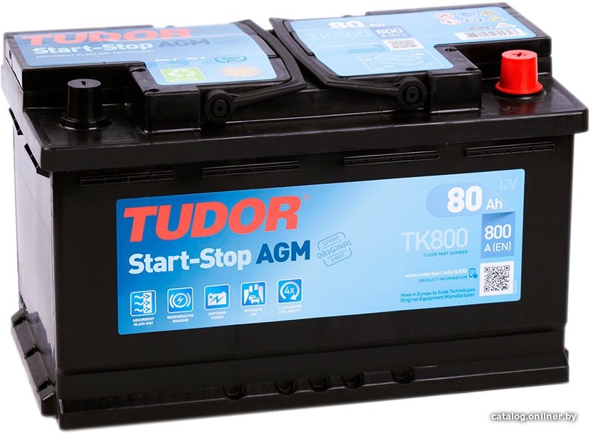Автомобильный аккумулятор Tudor Start-Stop AGM TK800 (80 А·ч)