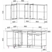 Готовая кухня Интерлиния Мила Лайт 1.2x1.7 (вудлайн кремовый/антрацит)