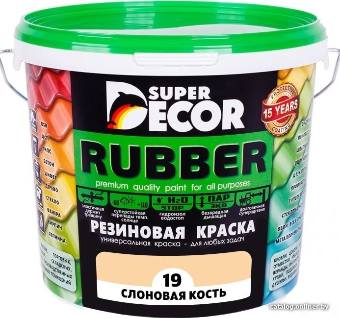 Краска Super Decor Rubber 6 кг (№19 слоновая кость)