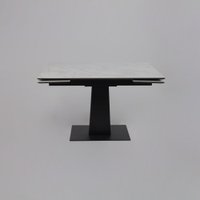 Кухонный стол Lepremo AV 2119 МДФ+керамика раздвижной 1200-1800x800 (белый глянцевый Carla Larkin/черный)