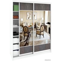 Шкаф-купе Кортекс-мебель Сенатор ШК10 Геометрия ДСП с зеркалом (белый/береза)