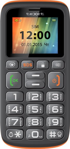 

Кнопочный телефон TeXet TM-B115 Black/Orange