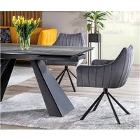 Кухонный стол Signal Salvadore Ceramic 160/240x90 (серый мрамор/черный матовый)