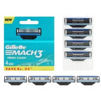 Сменные кассеты для бритья Gillette Mach3 Fresh Clean (4 шт) 4987176150455