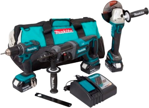 

Makita DLX3078TX1 (шуруповерт, болгарка, перфоратор, 3 АКБ, сумка)