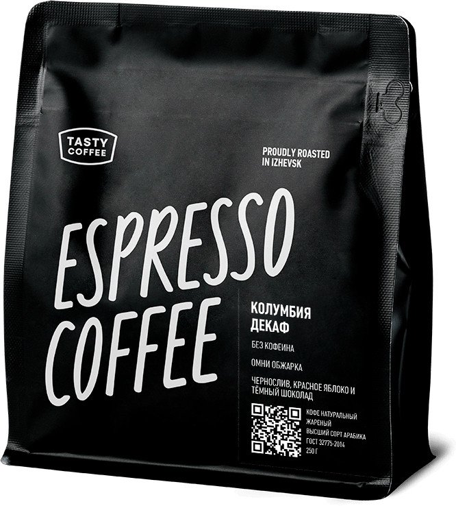 

Кофе Tasty coffee Колумбия Декаф зерновой 250 г