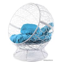 Кресло M-Group Апельсин 11520103 (белый ротанг/голубая подушка)