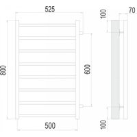 Полотенцесушитель TERMINUS Вега П8 500x800 (боковое подключение 600, RAL 9003 без держателей, белый)