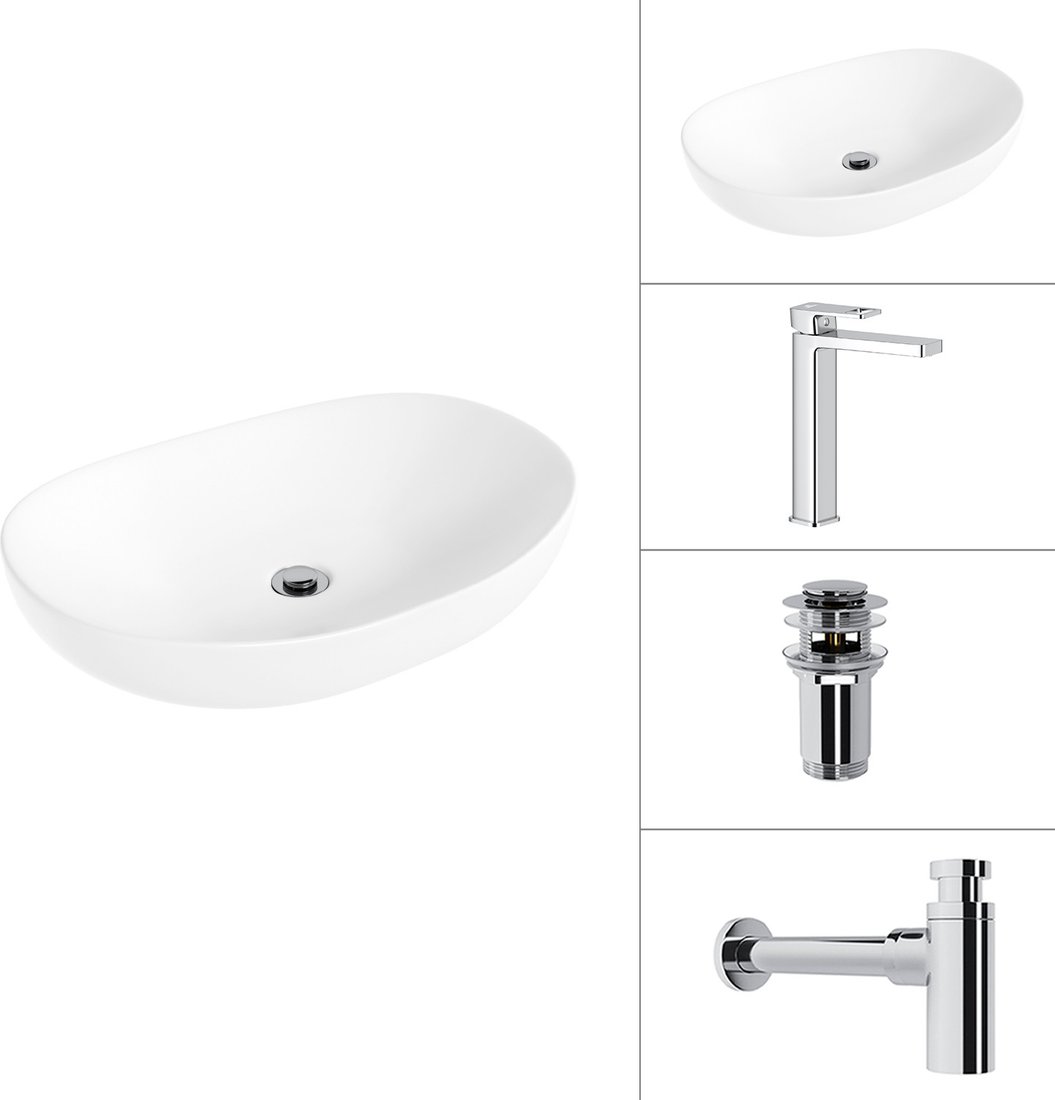 Умывальник Lauter 21502 + Cascade 21СК0655C + сифон 21635CH + дон.клапан 21190CH (хром)