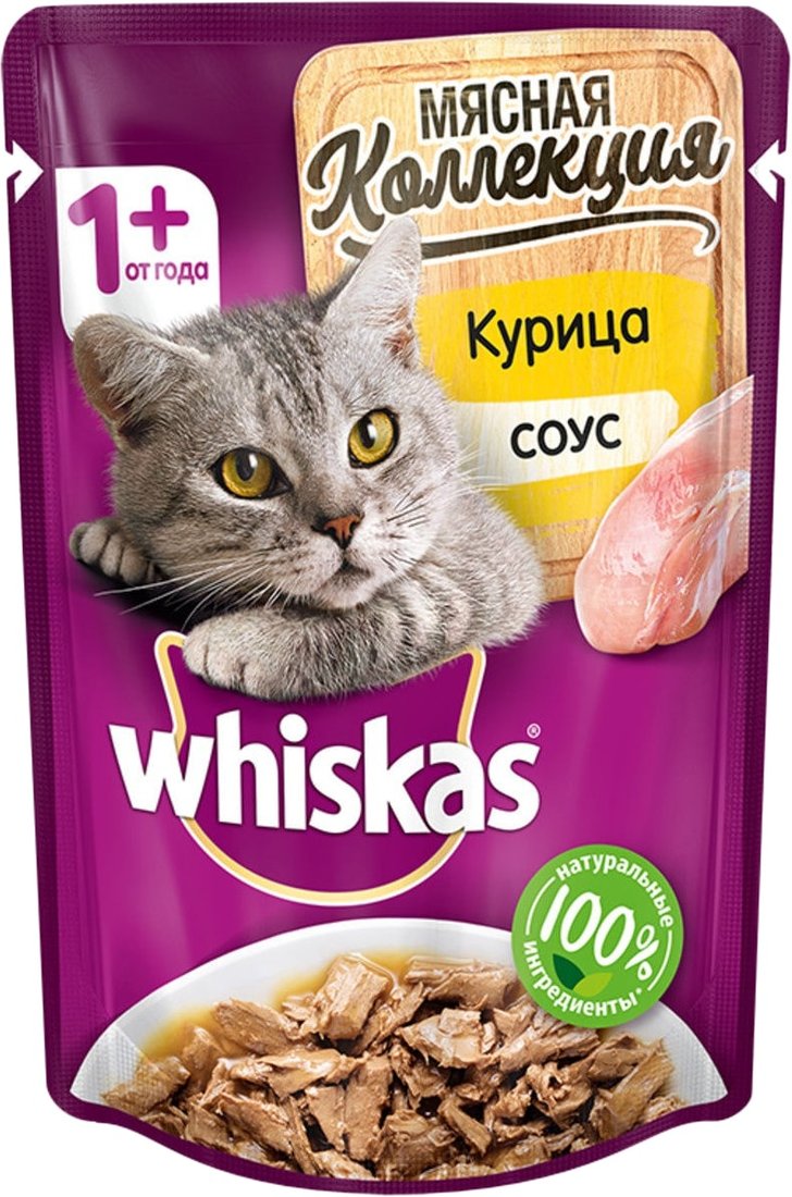 

Пресервы Whiskas Мясная коллекция курица в соусе 85 г