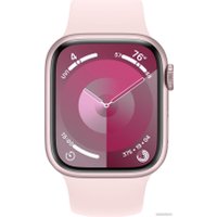 Умные часы Apple Watch Series 9 41 мм (алюминиевый корпус, розовый/розовый, спортивный силиконовый ремешок M/L)