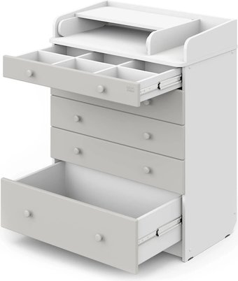 Детский комод Атон Мебель Maks ЛДСП 800/5 с органайзером (белая аляска/серый шелк)