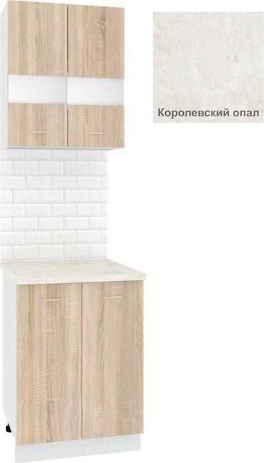 

Готовая кухня Кортекс-мебель Корнелия Экстра 60рс2д (дуб сонома/королевский опал)