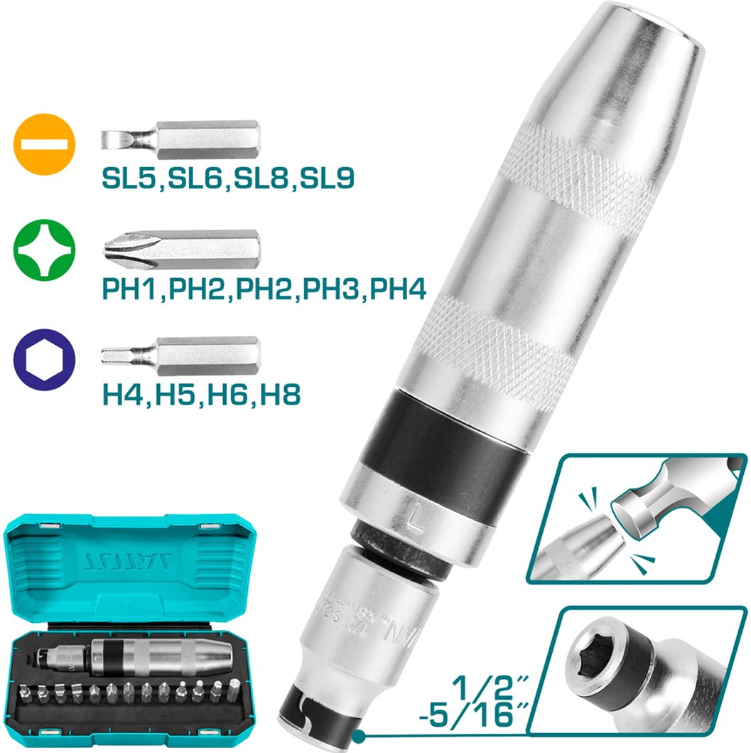 

Набор отвертка с битами Total THIDS1301 (14 предметов)