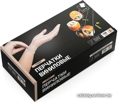 Виниловые перчатки A.D.M Виниловые (L, 100 шт, белый)
