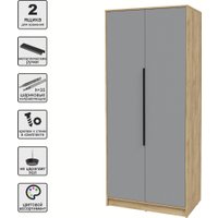 Шкаф распашной Интерлиния Концепт КТ-Ш2 (серебро/дуб золотой)