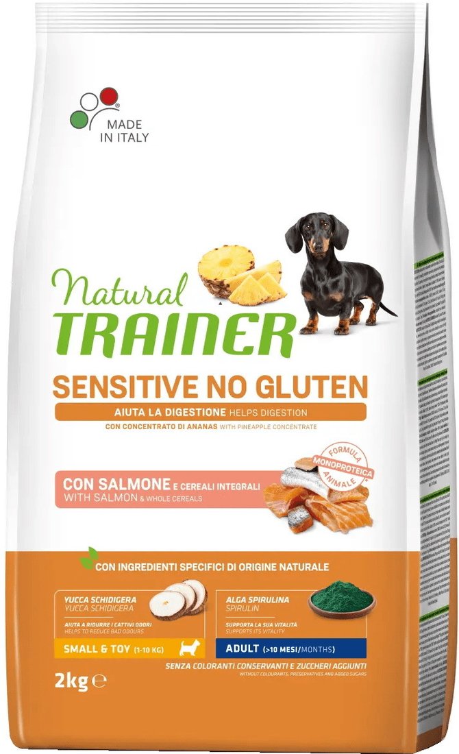 

Сухой корм для собак Trainer Sensitive No Gluten Mini Adult with Salmon (для взрослых мелких пород с чувствительным пищеварением с лососем) 2 кг