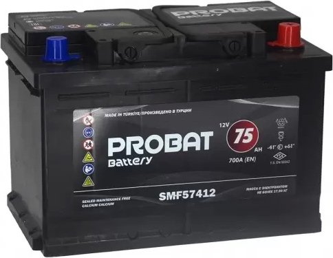 

Автомобильный аккумулятор Probat 700A R+ (75 А·ч)