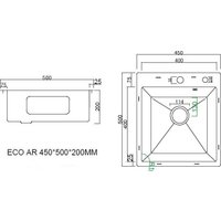 Кухонная мойка ARFEKA ECO AR 450*500 + cмеситель JAPETO BLACK PVD