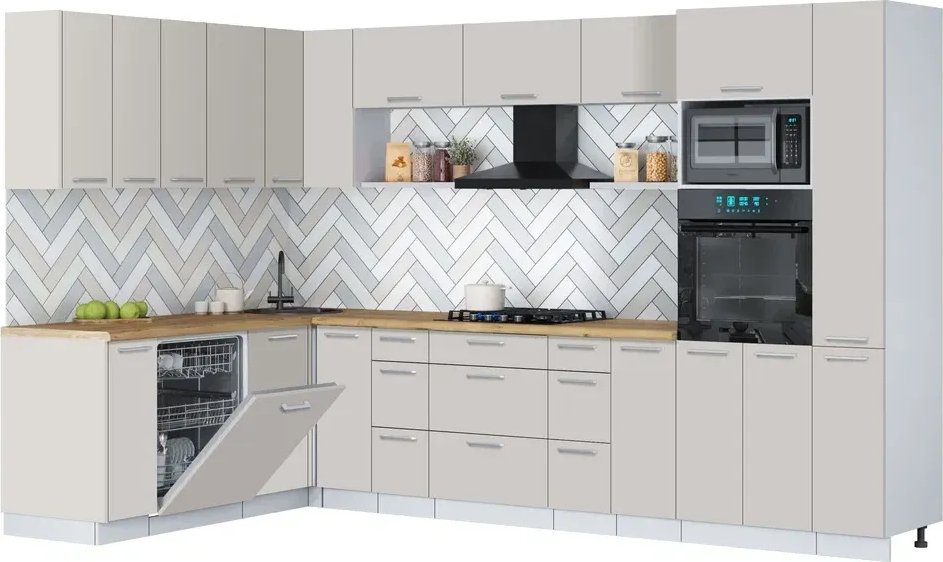 

Готовая кухня Интерлиния Мила Gloss 1.896х3.28 (кашемир/кашемир/дуб бунратти)