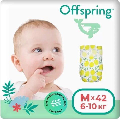 

Подгузники Offspring M 6-10 кг Лимоны (42 шт)
