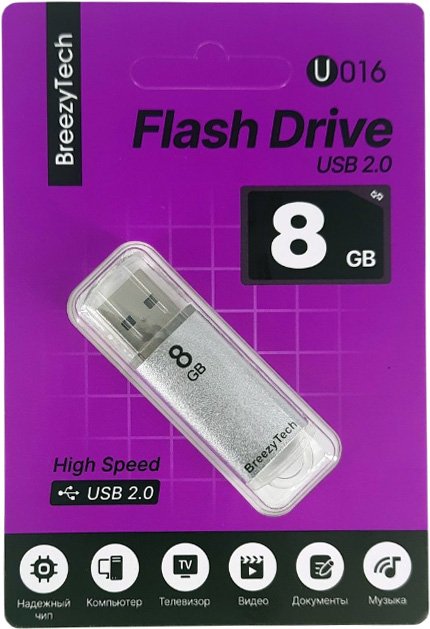 

USB Flash BreezyTech U016 8GB (серебристый)