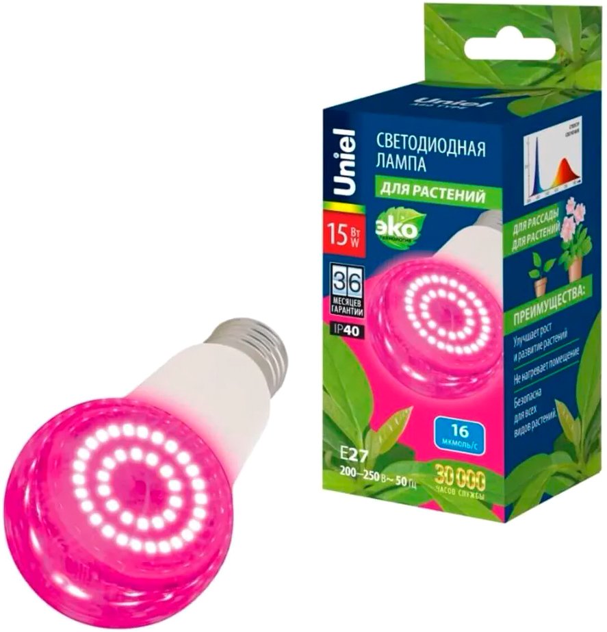 

Светодиодная лампочка Uniel LED-A60-15W/SPSB/E27/CL PLP30WH UL-00010107