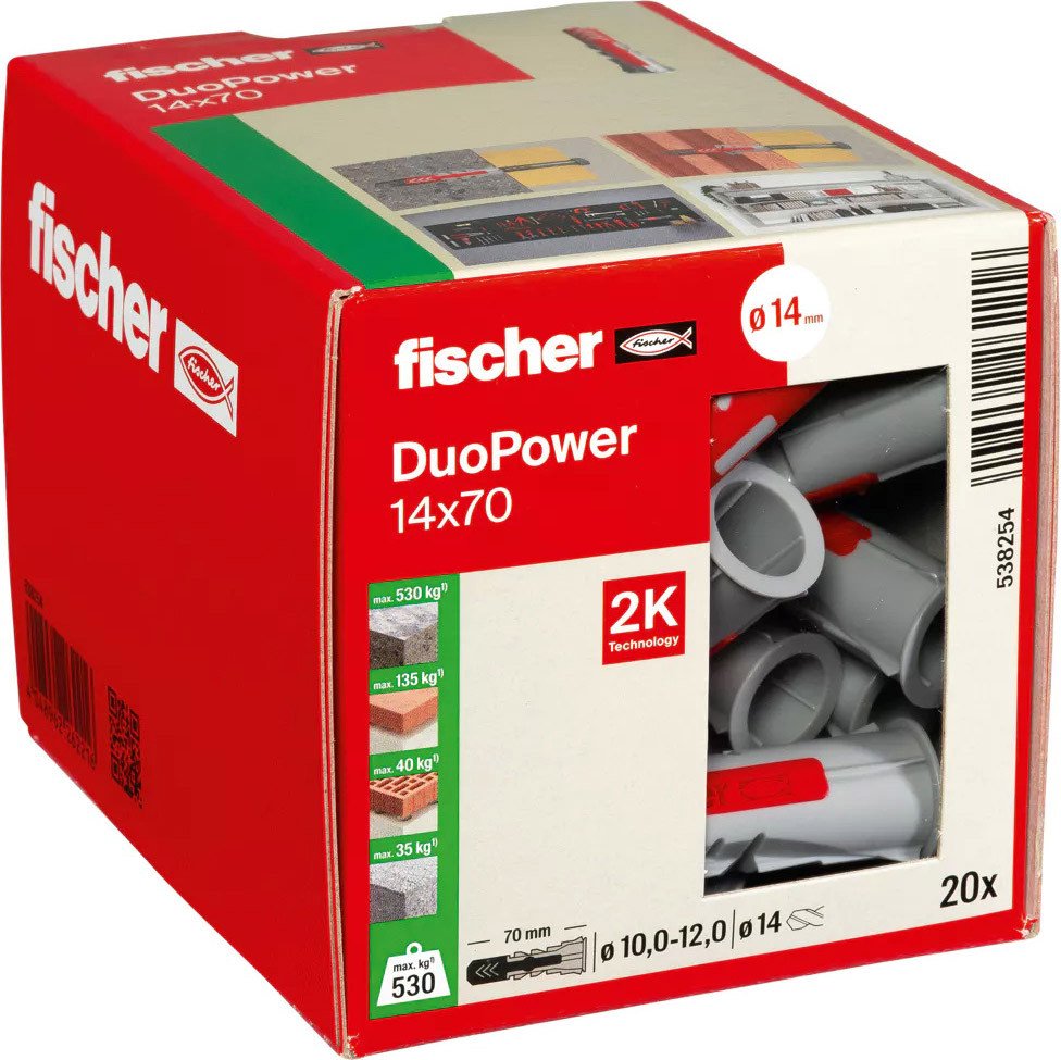 

Дюбель универсальный Fischer DuoPower 14 x 70 538254 (20 шт)