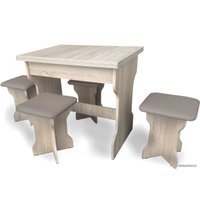 Обеденная группа Анмикс ЛДСП (дуб санома/кожзам капучино)