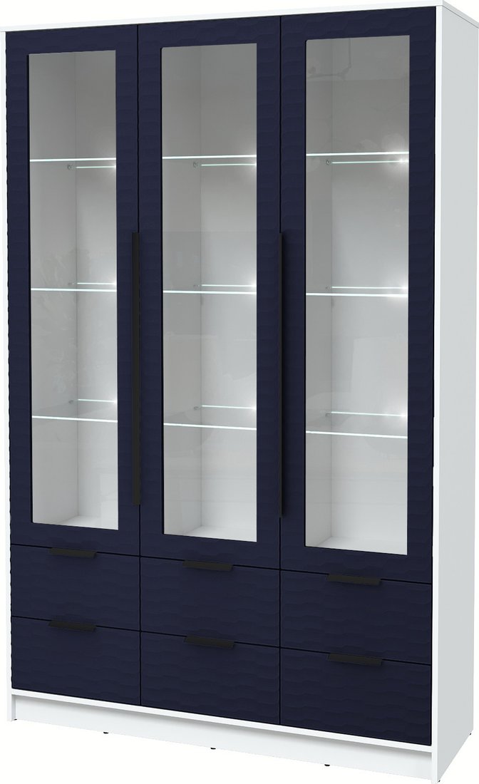 

Шкаф-витрина Интерлиния Концепт Зодиак КТ-ШВ3 с подсветкой (белый платинум/индиго)