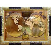 Картина Декарт Старинная карта золото 8Л0374 (в раме)