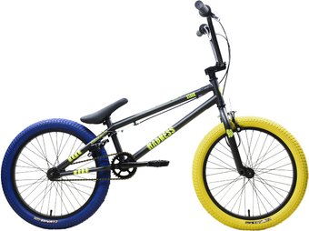 Велосипед Stark Madness BMX 1 2025 (графит матовый/желтый/синий)
