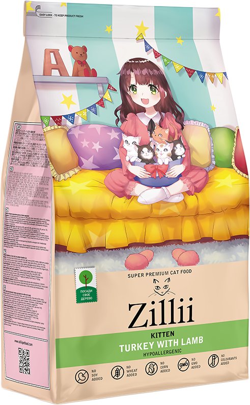 

Сухой корм для кошек Zillii Kitten индейка с ягненком 400 г