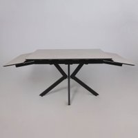 Кухонный стол Lepremo AV 2111 МДФ+керамика раздвижной 1200-1800x800 (серый матовый Carmen Light Grey/черный)