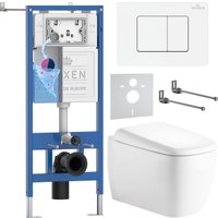 Унитаз подвесной Roxen Martin в комплекте с инсталляцией StounFix Dual Fresh 6 в 1 868651 (кнопка: брашированное золото)