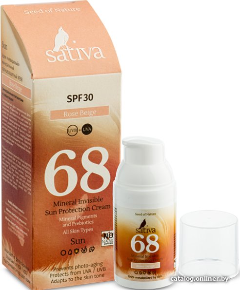 Крем солнцезащитный Sativa Солнцезащитный крем №68 (Rose Beige) SPF30 30 мл