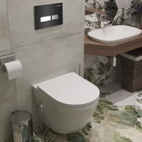 Унитаз подвесной Roxen Antares Bidet в комплекте с инсталляцией StounFix Dual Fresh 6 в 1 963184 (кнопка: черное стекло)
