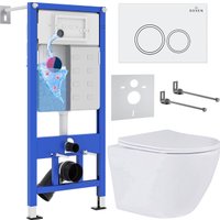 Унитаз подвесной Roxen Antares в комплекте с инсталляцией StounFix Dual Fresh 6 в 1 501057 (кнопка: белый глянец) в Борисове