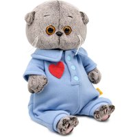 Классическая игрушка BUDI BASA Кот Басик Baby в голубом комбинезоне с сердечком 10896435