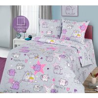 1.5-спальный комплект постельного белья Milanika Мяу-Мяу 1.5сп подростковый с наволочкой 70x70 (бязь)