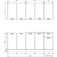 Готовая кухня ЭлиГард Lion 2.0 (ледяное дерево/дымчатый алмаз/королевский опал)