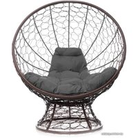 Кресло M-Group Кокос на подставке 11590209 (коричневый ротанг/серая подушка)