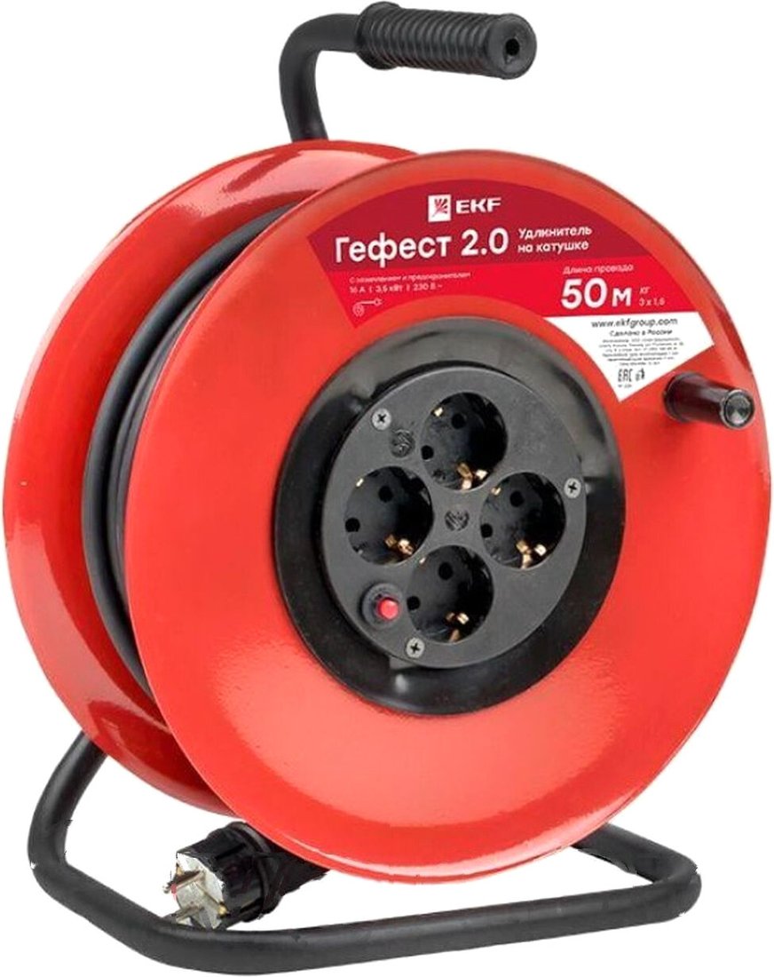 

Удлинитель на катушке EKF PROxima Гефест 2.0 UKG02-16-R315-4-50 (50 м)