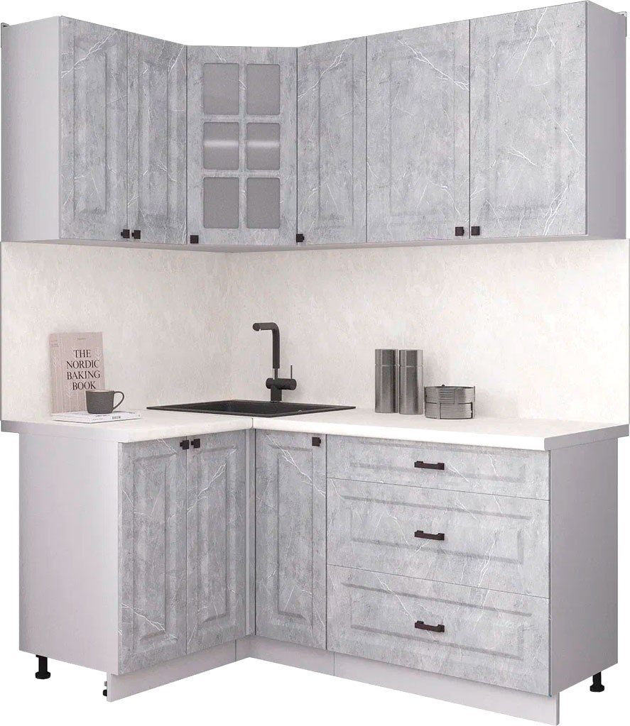 

Готовая кухня Интерлиния Мила Деко 1.2x1.7 (керамика/керамика/опал светлый)