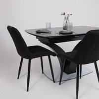 Кухонный стол Аврора Нотр Дам Moderne 1400/1800x850 (камень черный Greys Black /черный матовый)