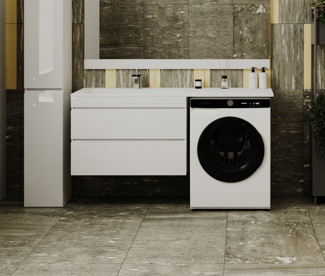 Symbolite Тумба с умывальником Даллас 150 Люкс Plus 2 ящика + Даллас 150x48.2 (подвесная, левый, эмаль белый)
