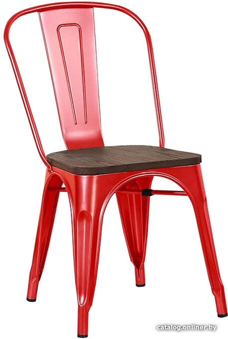 Стул Stool Group Tolix Wood YD-H440B-W LG-03 (красный глянцевый/темное дерево)