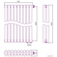 Стальной трубчатый радиатор Сунержа Эстет-11 EU50 1800х405 9 секций (матовое золото)
