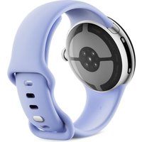 Умные часы Google Pixel Watch 4 LTE 41 мм (глянцевый серебристый/айрис, спортивный силиконовый ремешок)